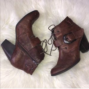 Born Crown brown leather boots with buckle detail